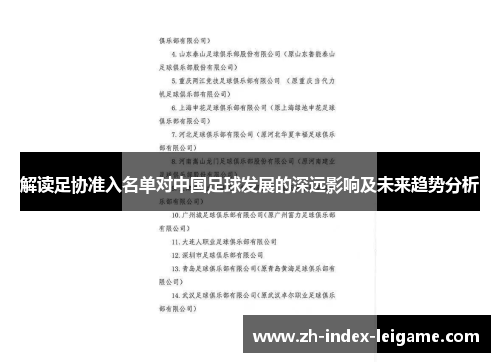 解读足协准入名单对中国足球发展的深远影响及未来趋势分析